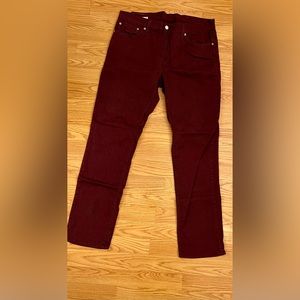 Levi's 511 Men's Slim Fit Flannel Pants Burgundy 36x32